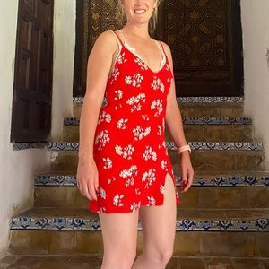 Red floral dress